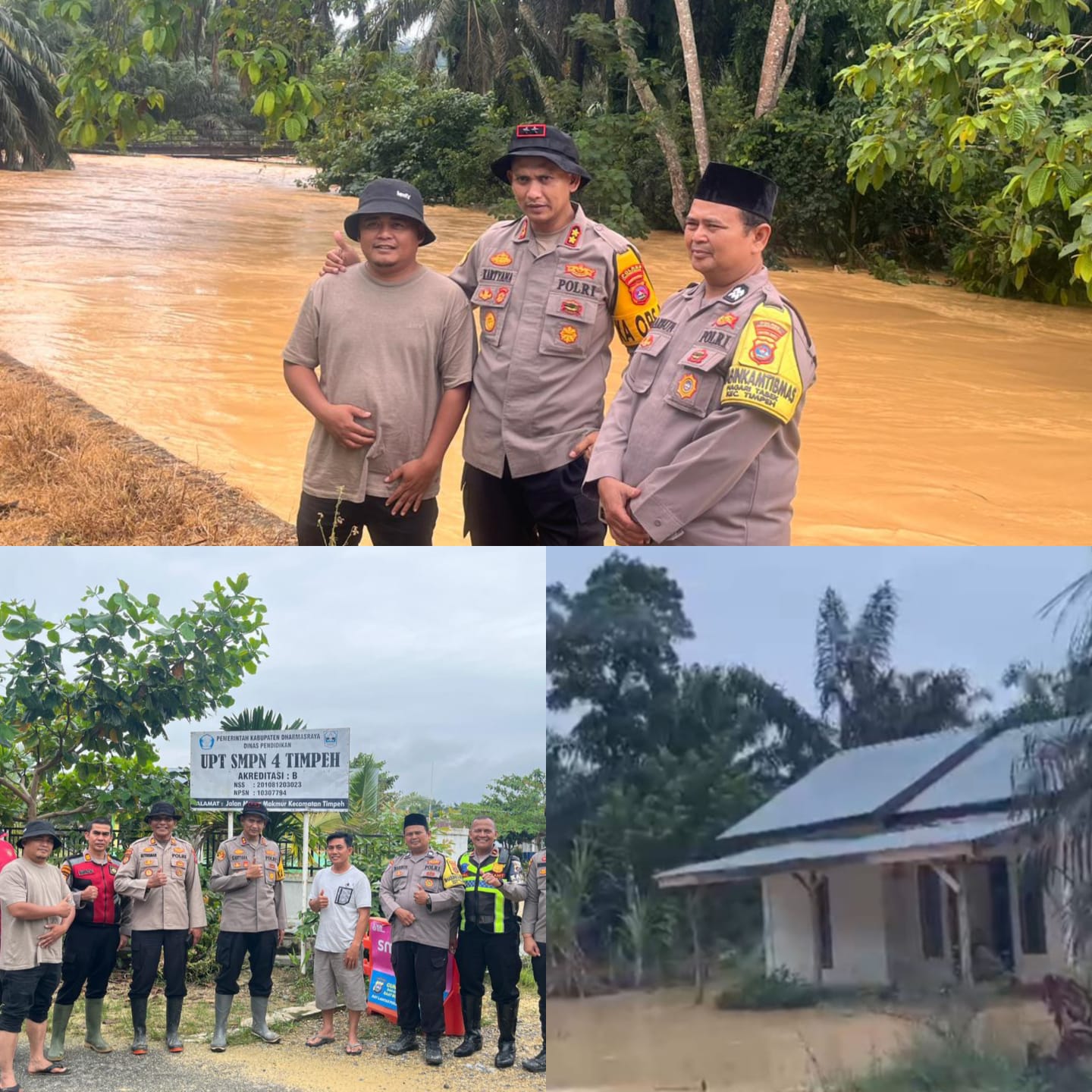 Kapolres Dharmasraya Terjun  ke Titik Banjir di Nagari Taratak Tinggi Timpeh